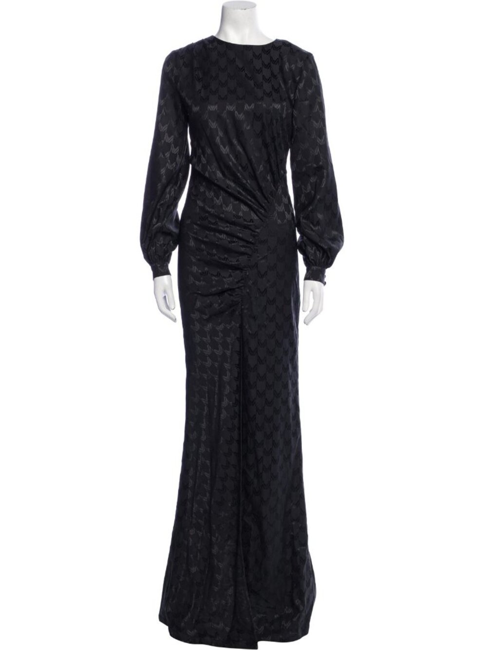 Marcell Von Berlin Black Tonal Print Long Sleeve Crew Neck Maxi Gown Size S US 4